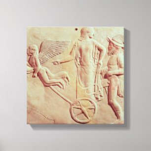 Aphrodite en Hermes die op een chariot rijden Canvas Afdruk
