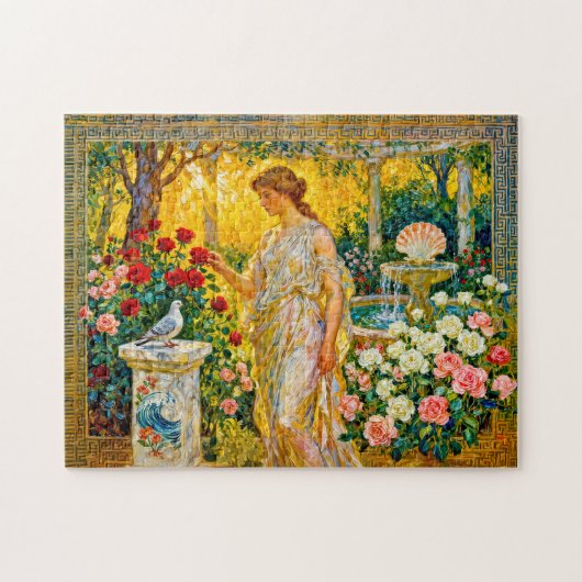 Aphrodite in Rose Garden with Fountain, Shell and  Legpuzzel (Horizontaal)