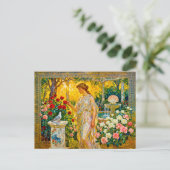 Aphrodite in rozentuin met fontein, schelp en briefkaart (Staand voorkant)