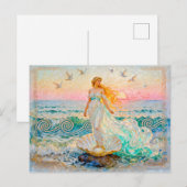 Aphrodite Rising from Seashell at the Ocean Shore Briefkaart (Voorkant / Achterkant)