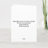 Aphrodite: Venus DE Milo Kaart (Achterkant)