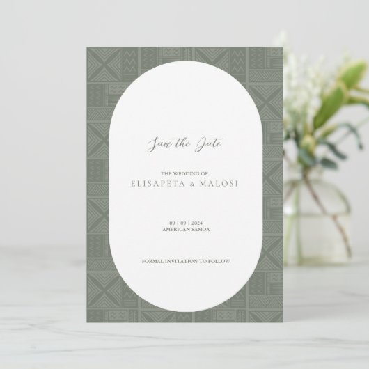 Apia Bruiloft Bewaar de datum Kaart (Staand voorkant)