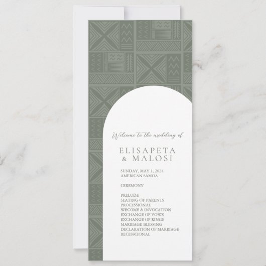 Apia huwelijksprogramma (Voorkant)