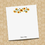 Apiarist Country Sunflower bijen botanisch - grijs Notitieblok<br><div class="desc">Een eenvoudig ontwerp voor waterverf met landzonnebloemen en drukke bijen op een lichtgrijze achtergrond. Een geweldig cadeauidee voor een imker,  tuinman of bloemist. Pas de tekst aan of verwijder deze.</div>