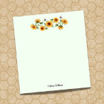 Apiarist Country Sunflower bijen botanisch - Groen Notitieblok<br><div class="desc">Een eenvoudig ontwerp voor waterverf met landzonnebloemen en drukke bijen op een groene achtergrond. Een geweldig cadeauidee voor een imker,  tuinman of bloemist. Pas de tekst aan of verwijder deze.</div>