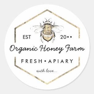 Apiarist Gold Bumble Bee Honingraat Ronde Sticker