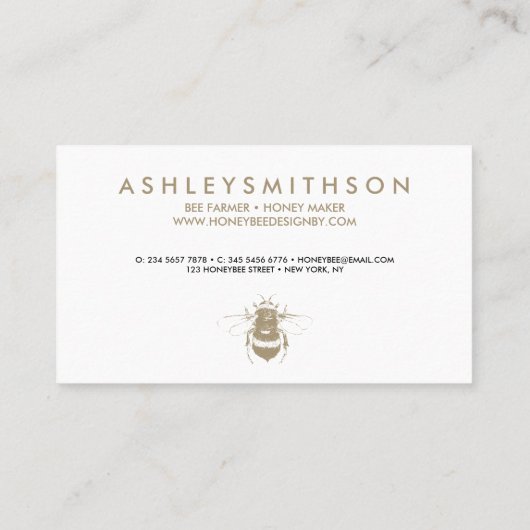 Apiarist Honey Gold Bumble Bee Visitekaartje (Achterkant)