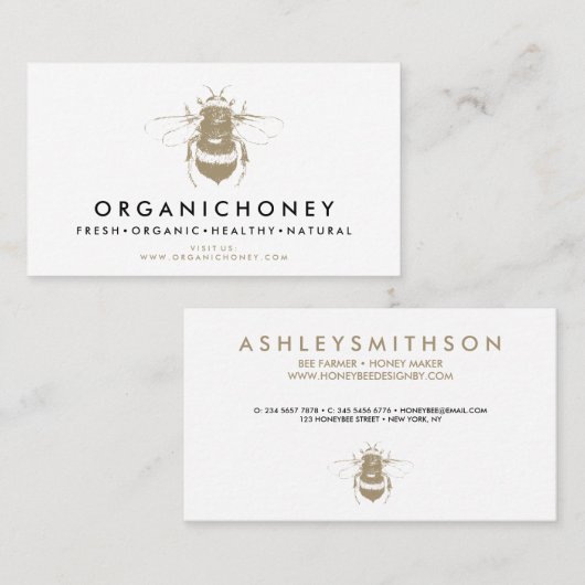Apiarist Honey Gold Bumble Bee Visitekaartje (Voorkant / Achterkant)