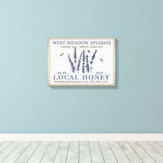 Apiary 3D Canvas Lokale Raw Honey Gold Lijst Flowe Afdruk (Insitu (Houten vloer))