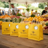 APIARY 3D GOLD HONEY BEE LOGO BUSINESS DANK U RONDE STICKER