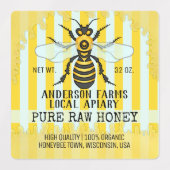 Apiary Bee Honey Jar Honeybee Striped Business Labels (Design 1)