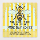 Apiary Bee Honey Jar Honeybee Striped Business Labels (Design 2)