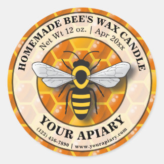 Apiary Bee's Wax Candle Label Honeycomb Sjabloon