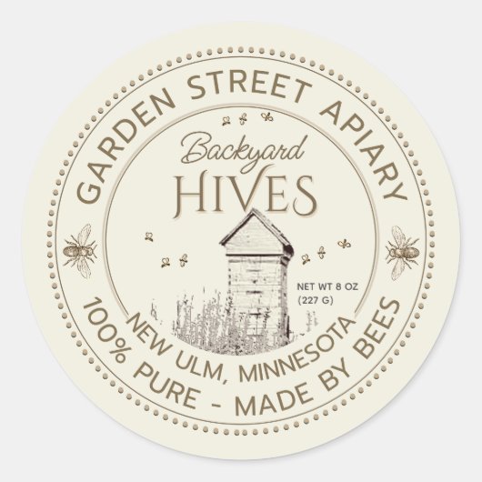 Apiary Benoals imker Ronde Sticker (Voorkant)