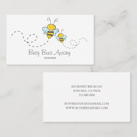 Apiary Boerderij van de imker Cute Honey Bees Visitekaartje (Voorkant / Achterkant)