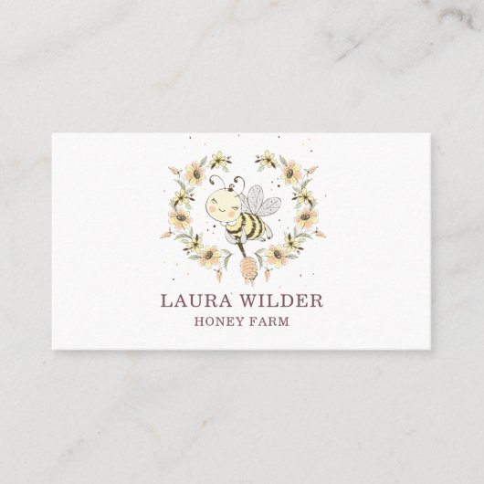 Apiary Busin waterverf Honey Bee Floral Visitekaartje (Voorkant)