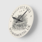 Apiary Business Beekeeper Clock (Ivory Skep) Ronde Klok (Hoek)