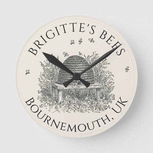Apiary Business Beekeeper Clock (Ivory Skep) Ronde Klok (Voorkant)