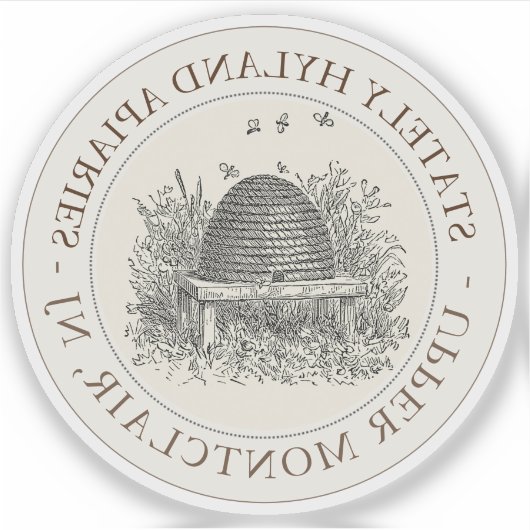 Apiary Car Decal Skep on Bleek Ivory Sticker (Voorkant)