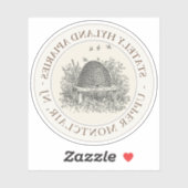 Apiary Car Decal Skep on Bleek Ivory Sticker (Vel)