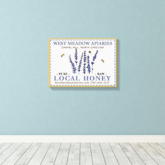 Apiary Farmer's Market Table Sign Lokale Honing Canvas Afdruk (Insitu (Houten vloer))
