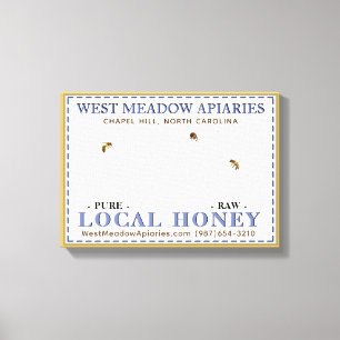 Apiary Farmer's Market Table Sign Lokale Honing Canvas Afdruk
