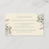 Apiary Floral Rustic Ivory Honey Bee Visitekaartje (Achterkant)