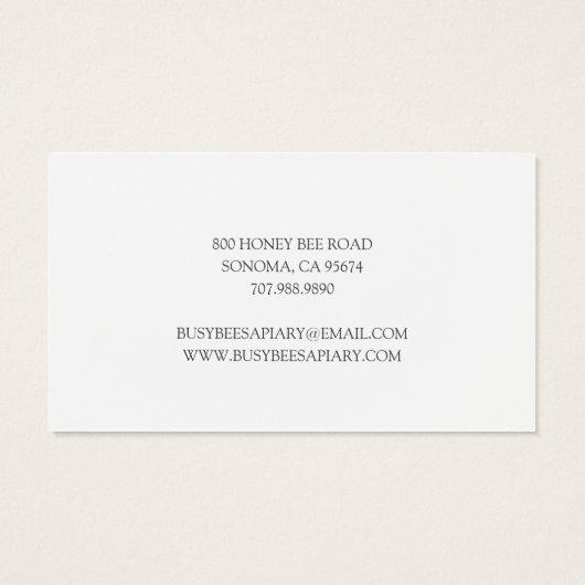 Apiary Gift Certificate van de imker van honingbij Visitekaartje (Achterkant)