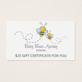 Apiary Gift Certificate van de imker van honingbij Visitekaartje