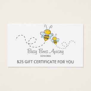 Apiary Gift Certificate van de imker van honingbij Visitekaartje