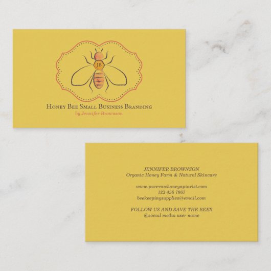 Apiary Honey Farmer Yellow bijenkweek Visitekaartje (Voorkant / Achterkant)