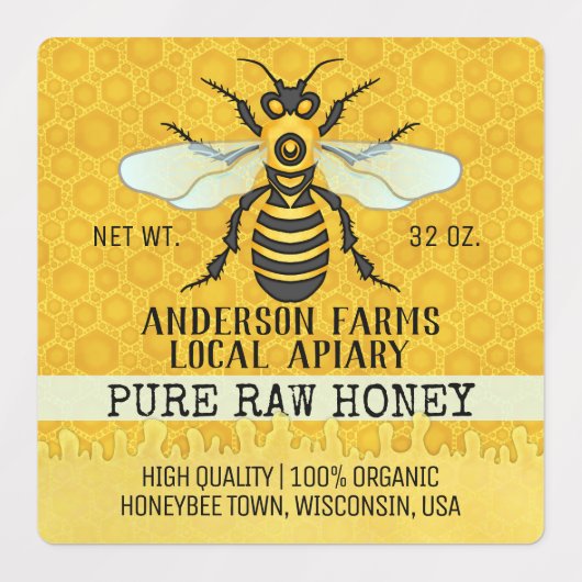 Apiary Honey Jar Bee Boerderij Honeybee en Honeyco Labels (Design 1)