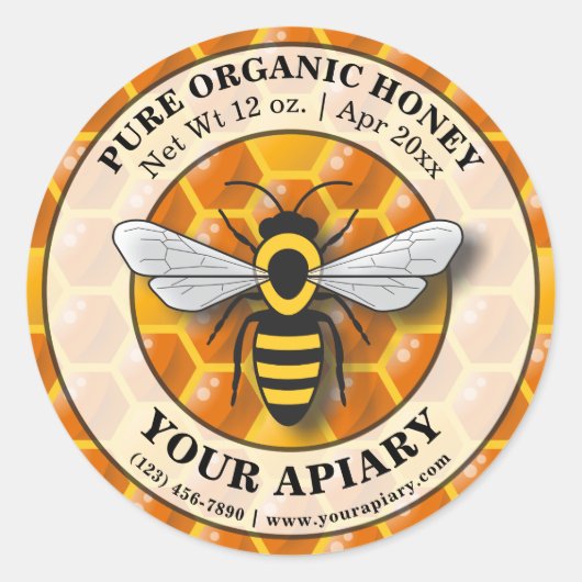 Apiary Honey Label Honeycomb Sjabloon (Voorkant)
