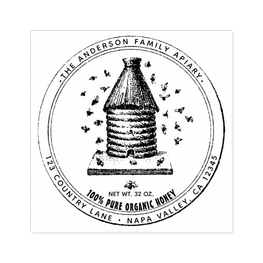 Apiary Honey over  bijenteelt Rubberstempel (Afrduk)