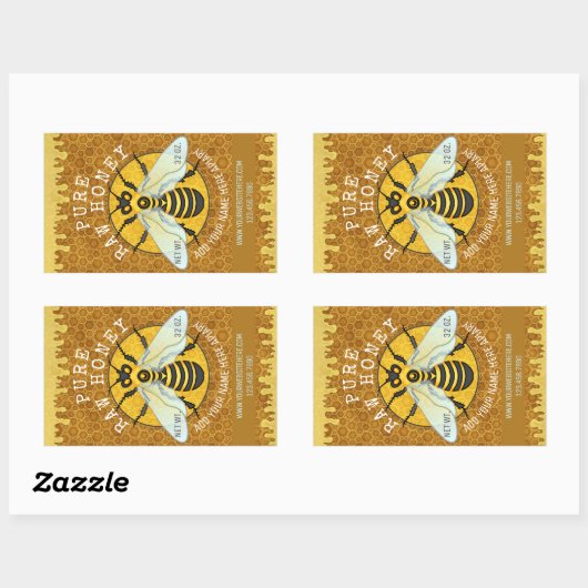 Apiary Honeybee Honey Jar Labels | Honingraat (Vel)