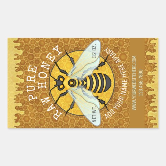 Apiary Honeybee Honey Jar Labels | Honingraat (Voorkant)