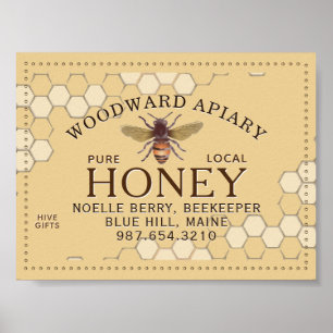 Apiary Honeycomb Honeybee Geel van gedopte rand Poster