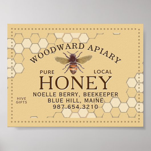 Apiary Honeycomb Honeybee Geel van gedopte rand Poster (Voorkant)