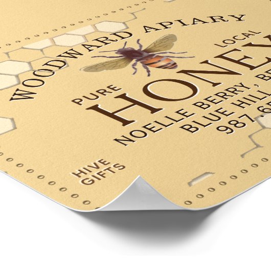 Apiary Honeycomb Honeybee Geel van gedopte rand Poster (Hoek)