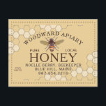 Apiary Honeycomb Honeybee Yellow van de imker Briefkaart<br><div class="desc">Apiary Briefkaart with Honeybee and dotted border on a honey-yellow background. Gebruik deze kaart om algemene apiary events op de achterzijde te adverteren met elegante honingraatgepatterde achtergrond.</div>