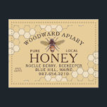 Apiary Honeycomb Honeybee Yellow van de imker Briefkaart<br><div class="desc">Apiary Briefkaart with Honeybee and dotted border on a honey-yellow background. Gebruik deze kaart om algemene apiary events op de achterzijde te adverteren met elegante honingraatgepatterde achtergrond.</div>