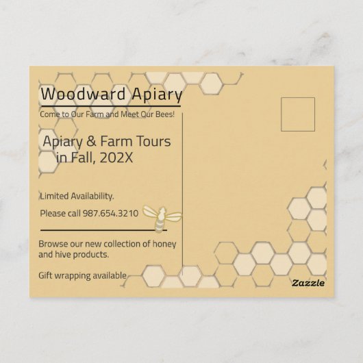 Apiary Honeycomb Honeybee Yellow van de imker Briefkaart (Achterkant)