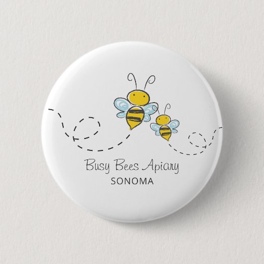 Apiary imker Logo met mannetjesbijen Ronde Button 5,7 Cm (Voorkant)