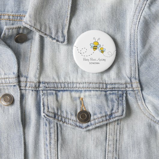 Apiary imker Logo met mannetjesbijen Ronde Button 5,7 Cm (In situ)