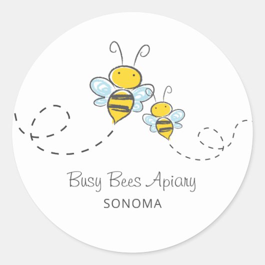 Apiary imker Logo met mannetjesbijen Ronde Sticker (Voorkant)
