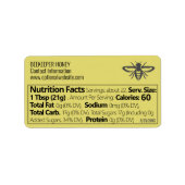 Apiary Info Honey Nutrition Facts Straw Gold Etiket (Voorkant)