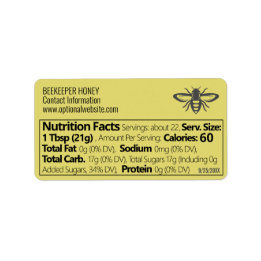 Apiary Info Honey Nutrition Facts Straw Gold Etiket