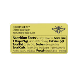 Apiary Info Honey Nutrition Facts Straw Gold Etiket