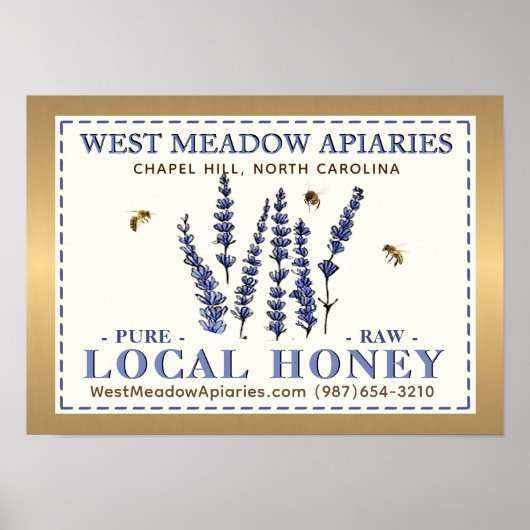 Apiary Name Farmer's Market Gold Local Honey Poster (Voorkant)
