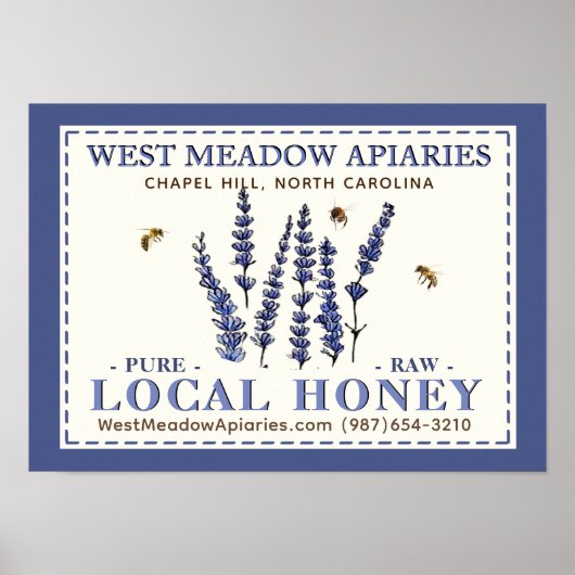 Apiary Name Farmer's Market Local Honey Poster (Voorkant)
